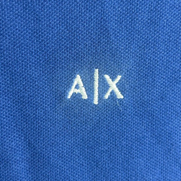 AX Armani Exchange Mens Blue Polo Shirt Short Sleeve Embroidered Logo Size S - Picture 3 of 8